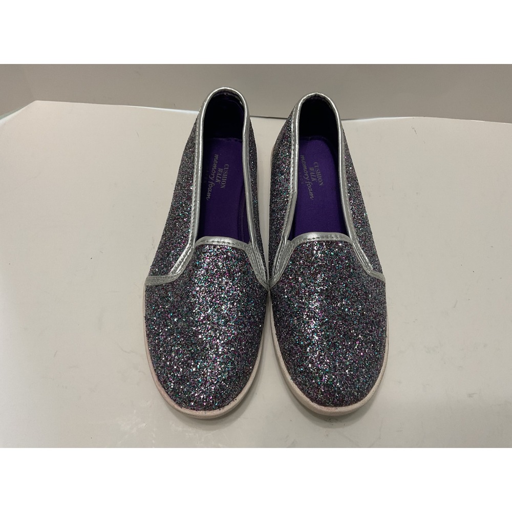Cushion Walk by Avon Womens Multi Color Glitter Slip On Sneakers Memory Foam 9